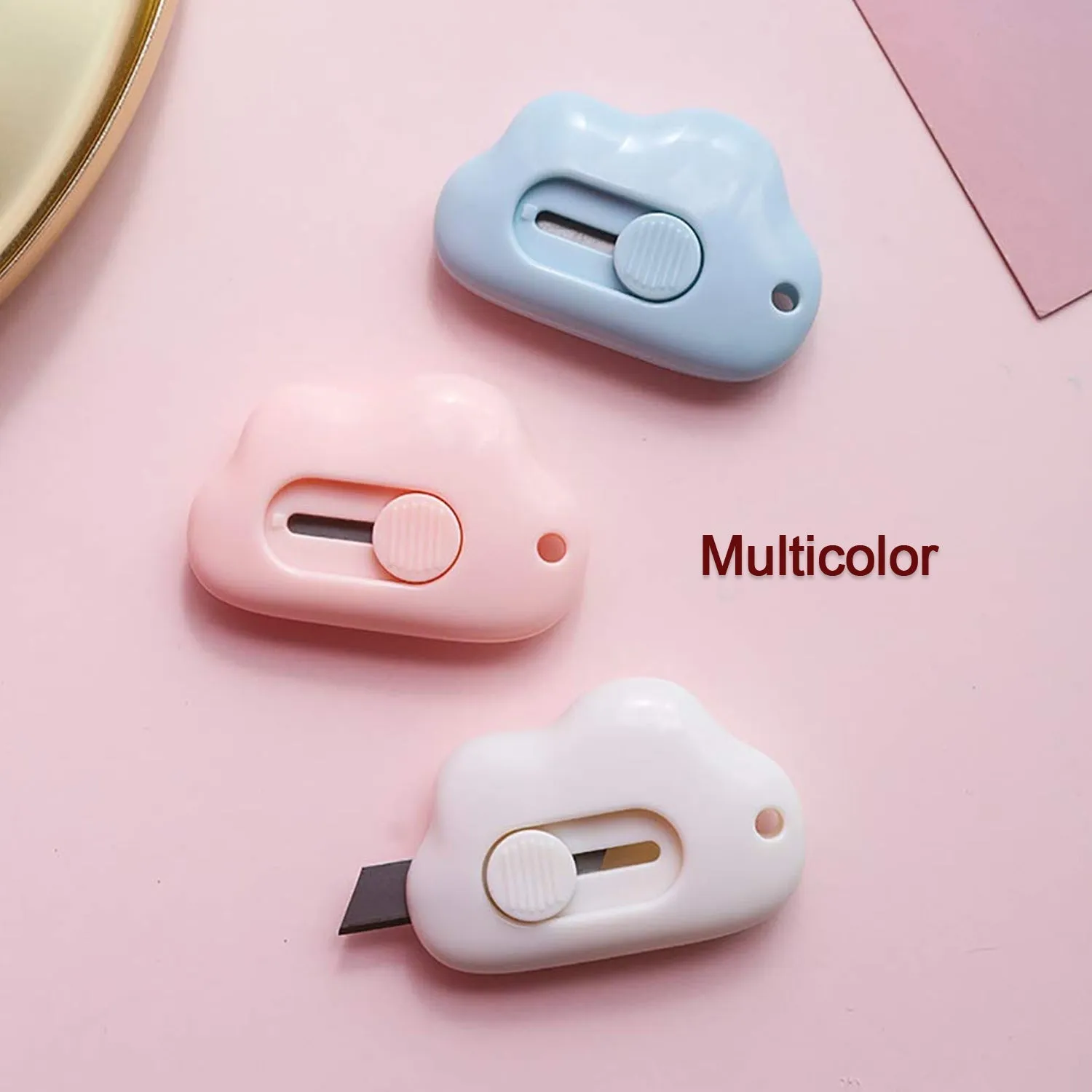 4193 Mini Cloud Box Cutter Portable Cute Box Cutter Utility Retractable Art Knives Letter Opener Envelope Slitter Office School Supplies Stationery (1 Pc)