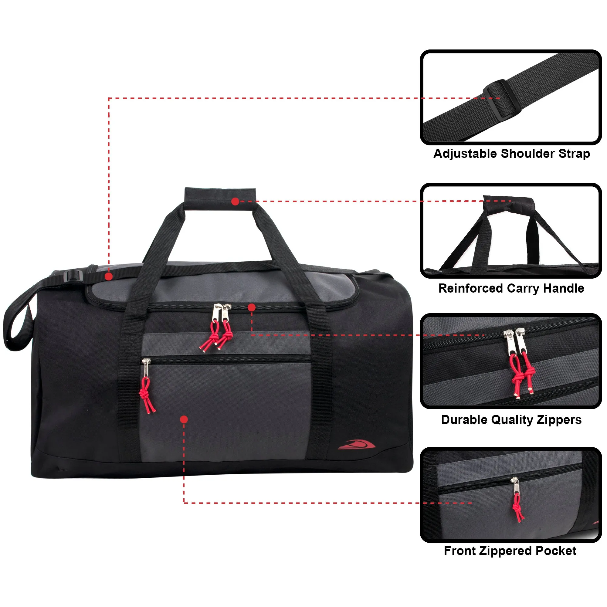 61cm Duffel Bag Jumbo 54L Capacity - Black