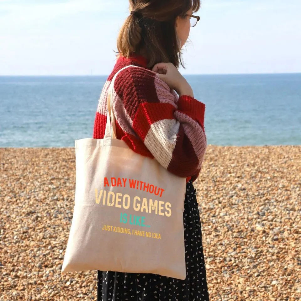 A Day Without Video Games Is Like Canvas Tote Bags - Christian Tote Bags - Printed Canvas Tote Bags - Gift For Christian - Ciaocustom