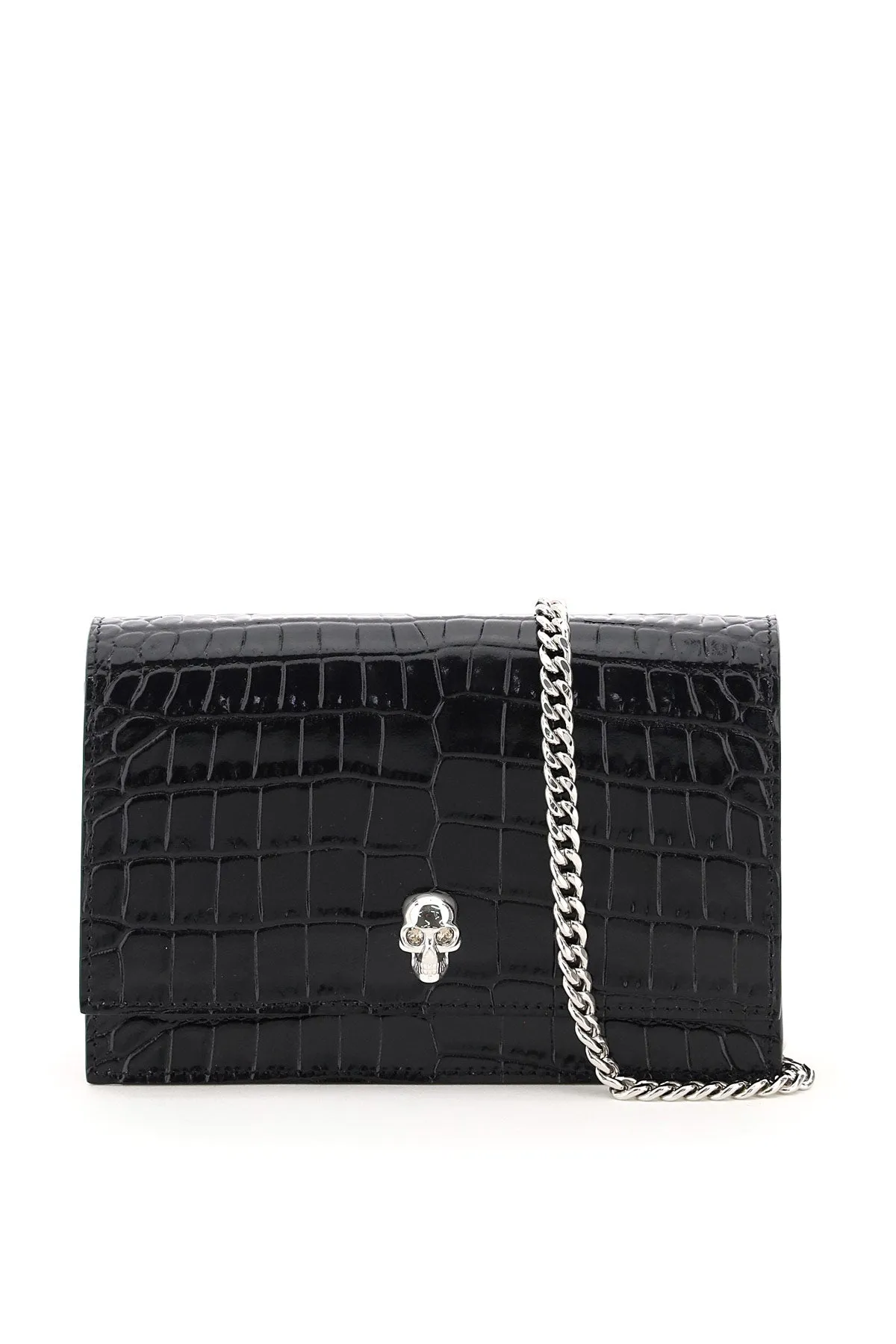 Alexander mcqueen croco-embossed leather mini bag skull