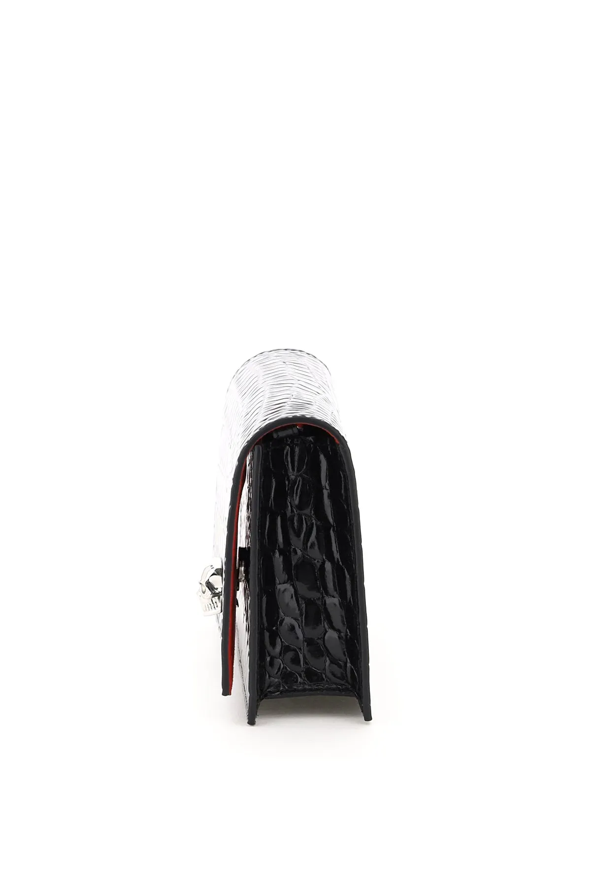 Alexander mcqueen croco-embossed leather mini bag skull