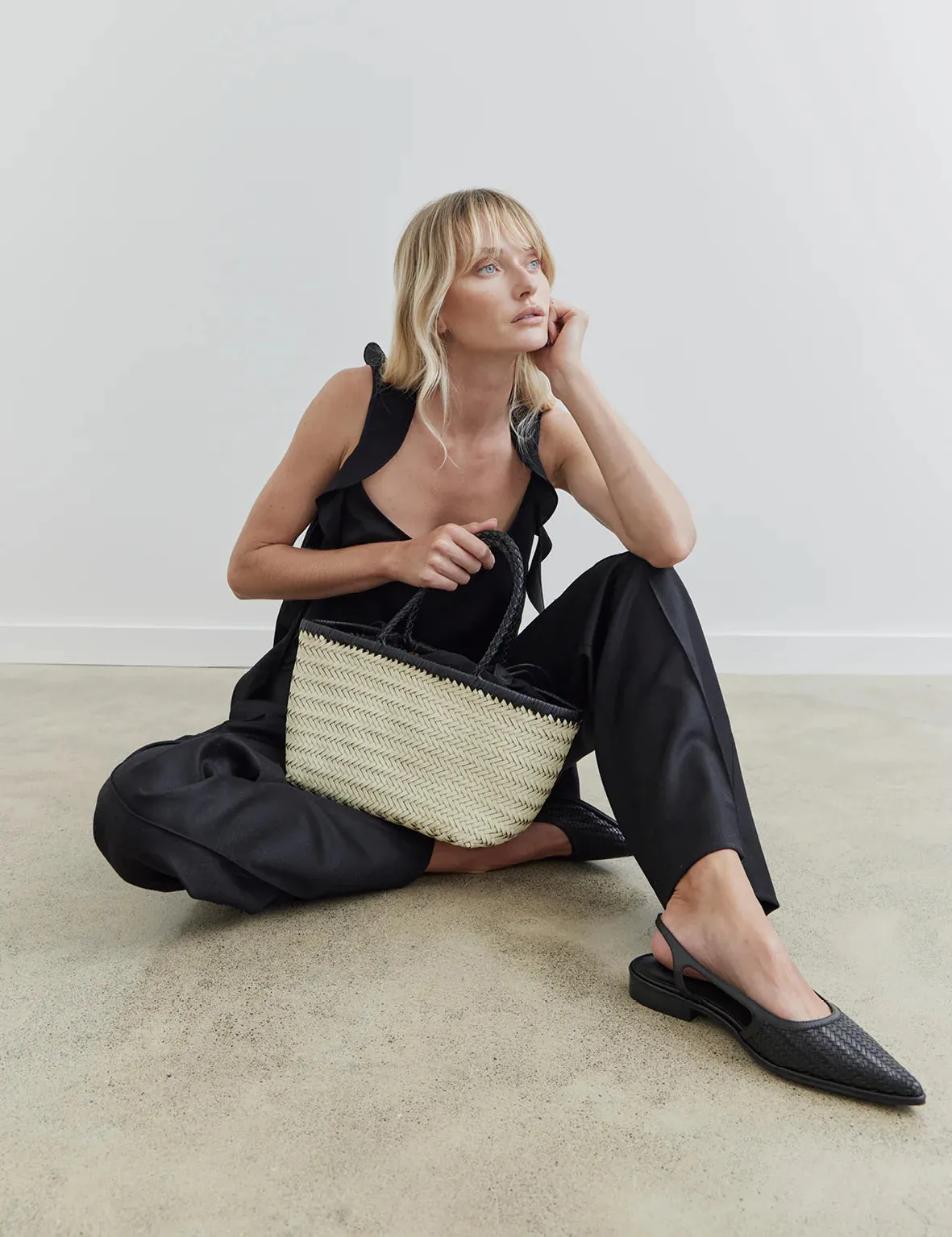 Amelia Woven Bag | Cream/Black