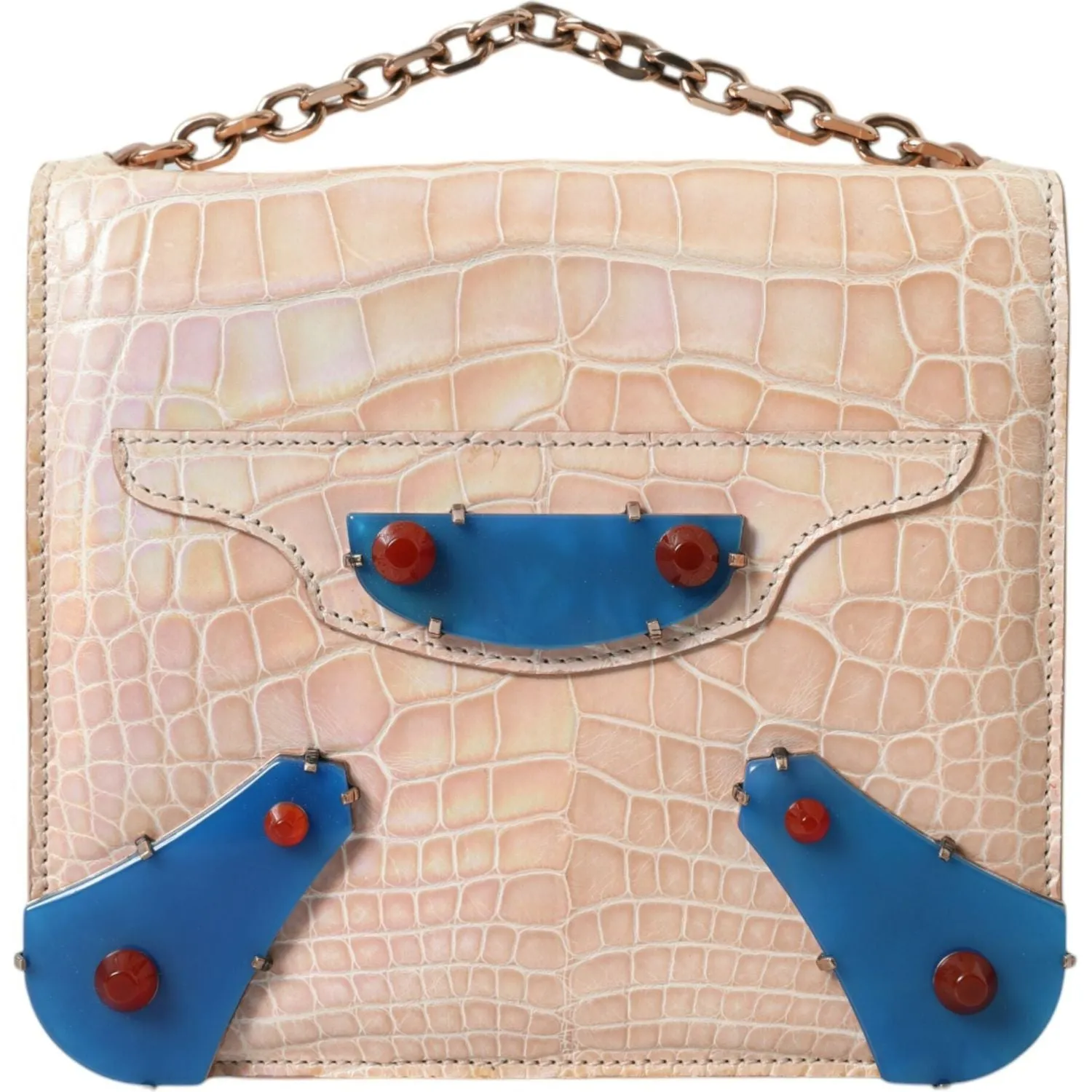 Balenciaga Elegant Mini Chain Beige Clutch for Evening Elegance