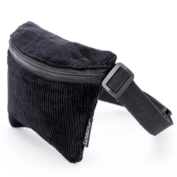 Black Corduroy Ultra-Slim Fanny Pack