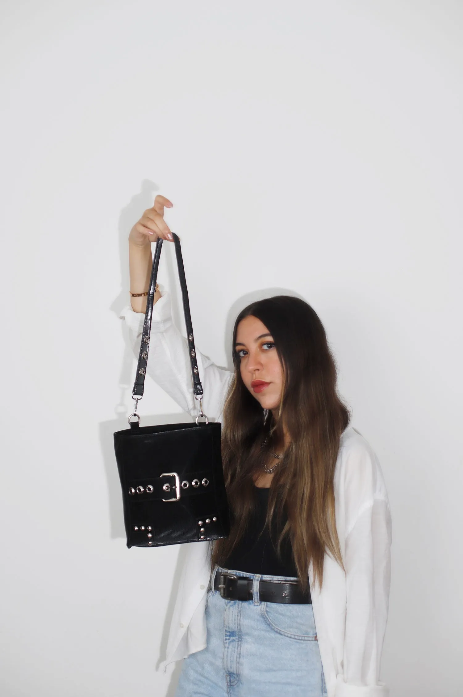 Black Faux Bucket Bag - Shop Naz