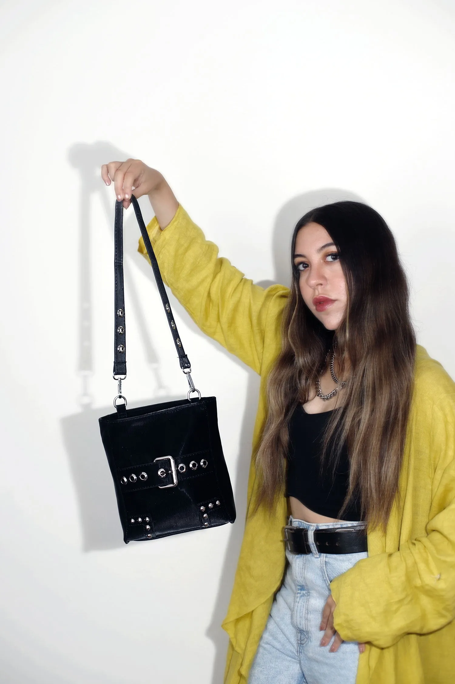 Black Faux Bucket Bag - Shop Naz