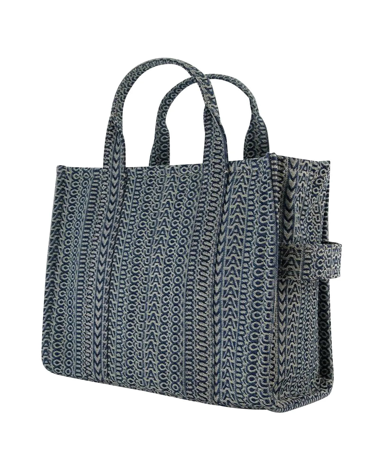 Blue Cotton Medium Tote with Iconic Details and Versatile Design