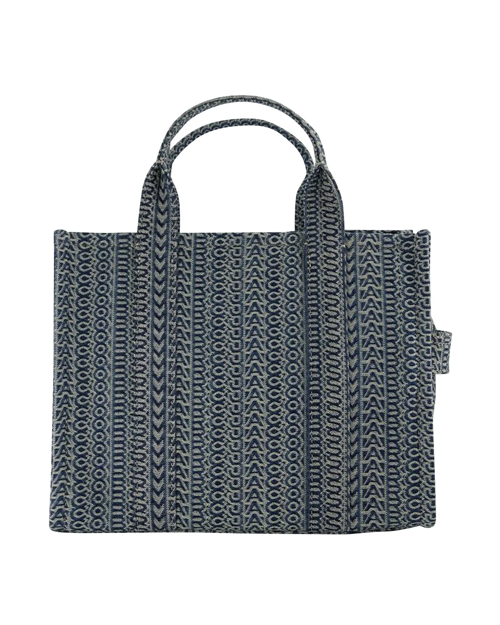 Blue Cotton Medium Tote with Iconic Details and Versatile Design