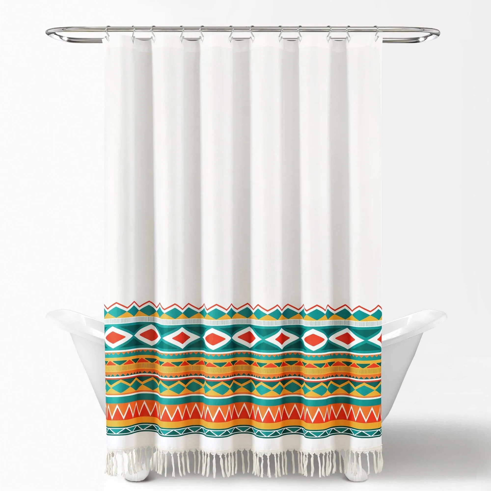 Boho Viviane Geo Fringe Shower Curtain