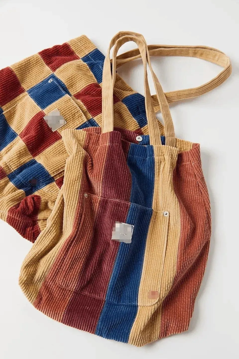 Casual Corduroy Print Tote Bag