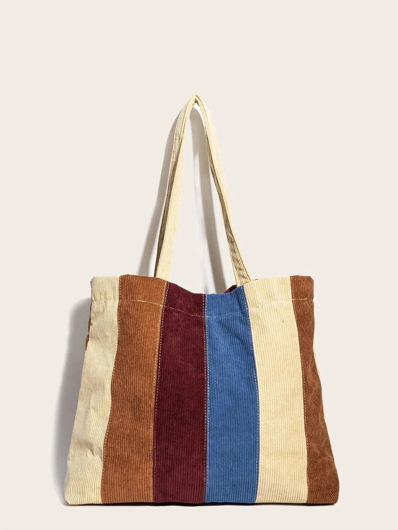 Casual Corduroy Print Tote Bag