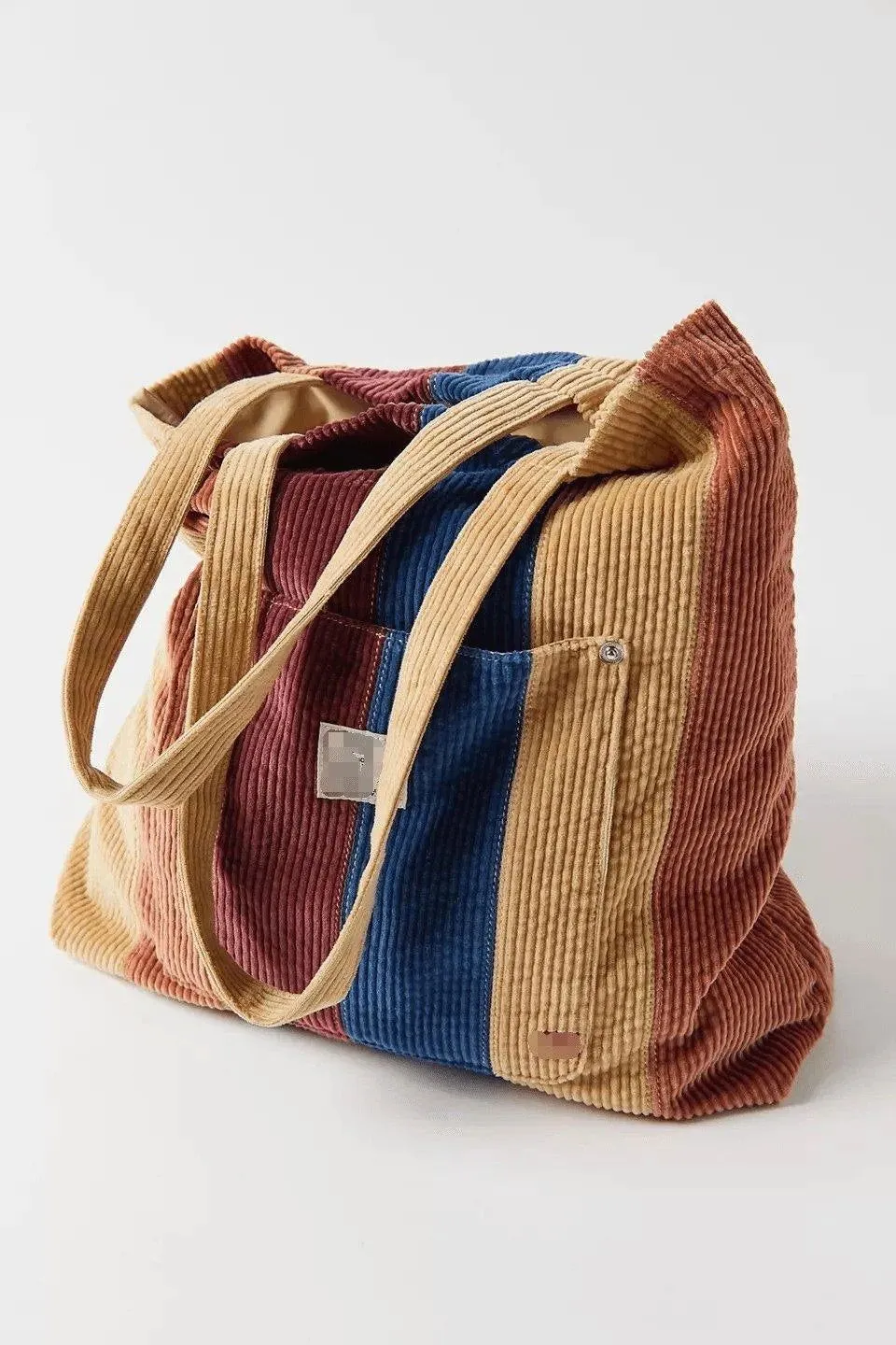 Casual Corduroy Print Tote Bag