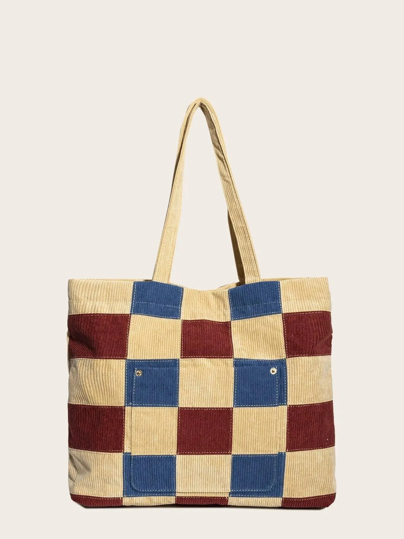 Casual Corduroy Print Tote Bag