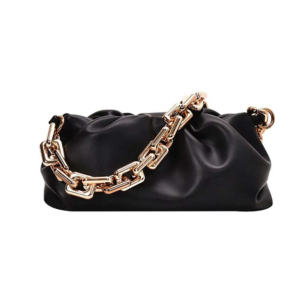 Chunky Gold-Tone Chain Strap Shoulder Bag