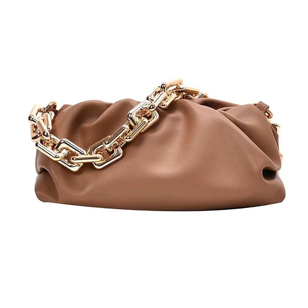 Chunky Gold-Tone Chain Strap Shoulder Bag