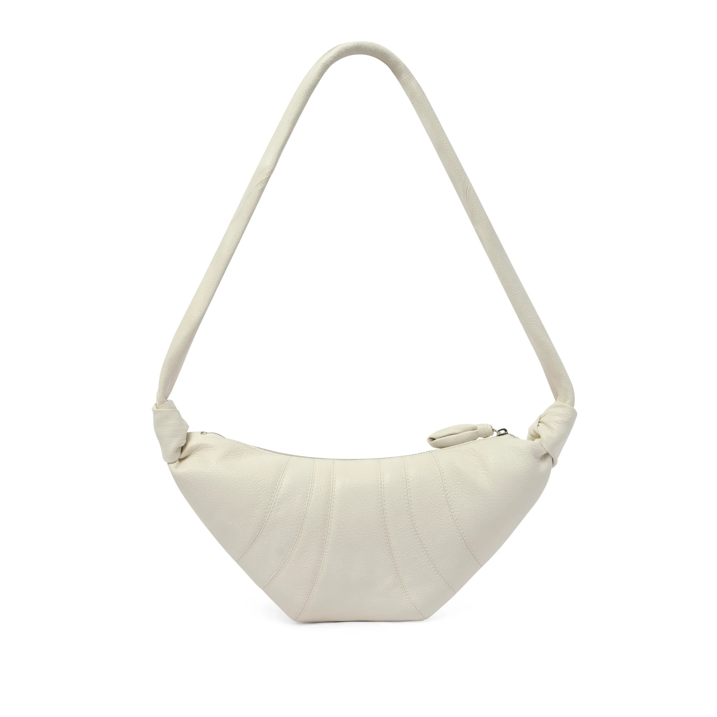 Cowhide Small Croissant Bag in Chalk