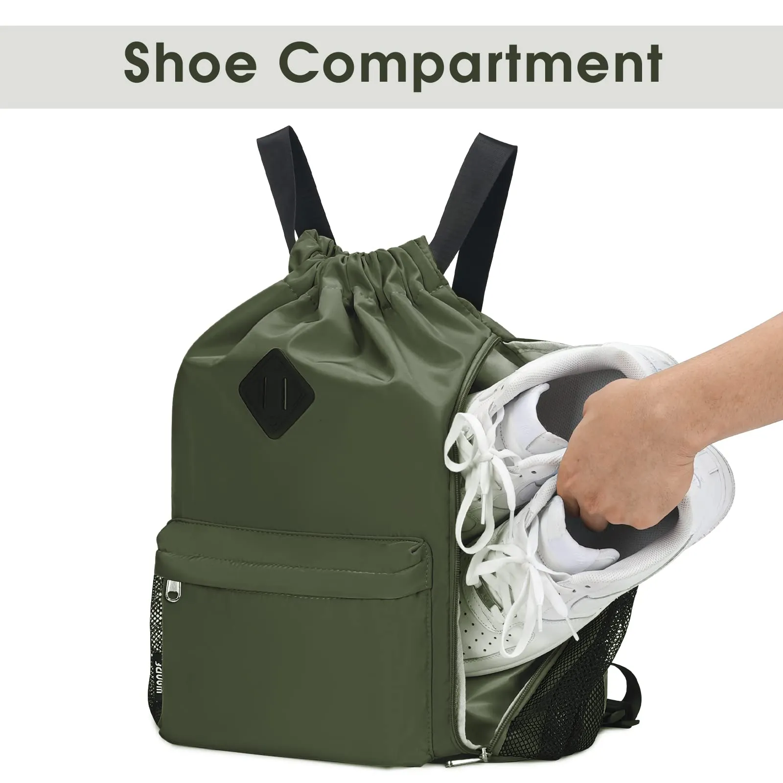 Drawstring Backpack Sports Gym Bag with Shoes Compartment