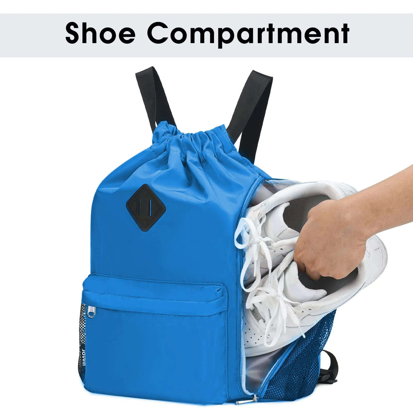 Drawstring Backpack Sports Gym Bag with Shoes Compartment