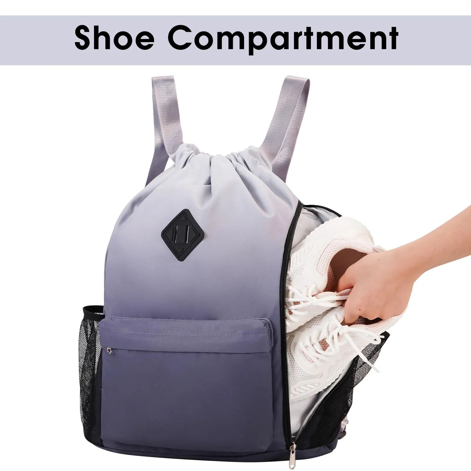 Drawstring Backpack Sports Gym Bag with Shoes Compartment