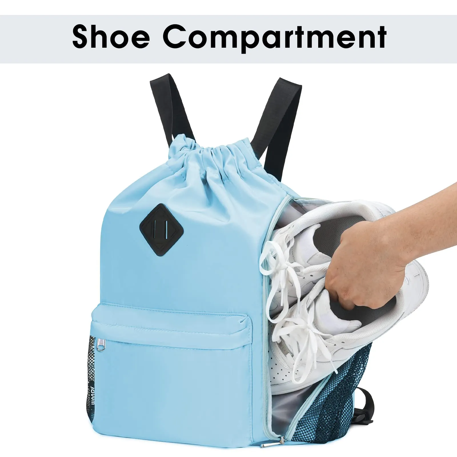 Drawstring Backpack Sports Gym Bag with Shoes Compartment