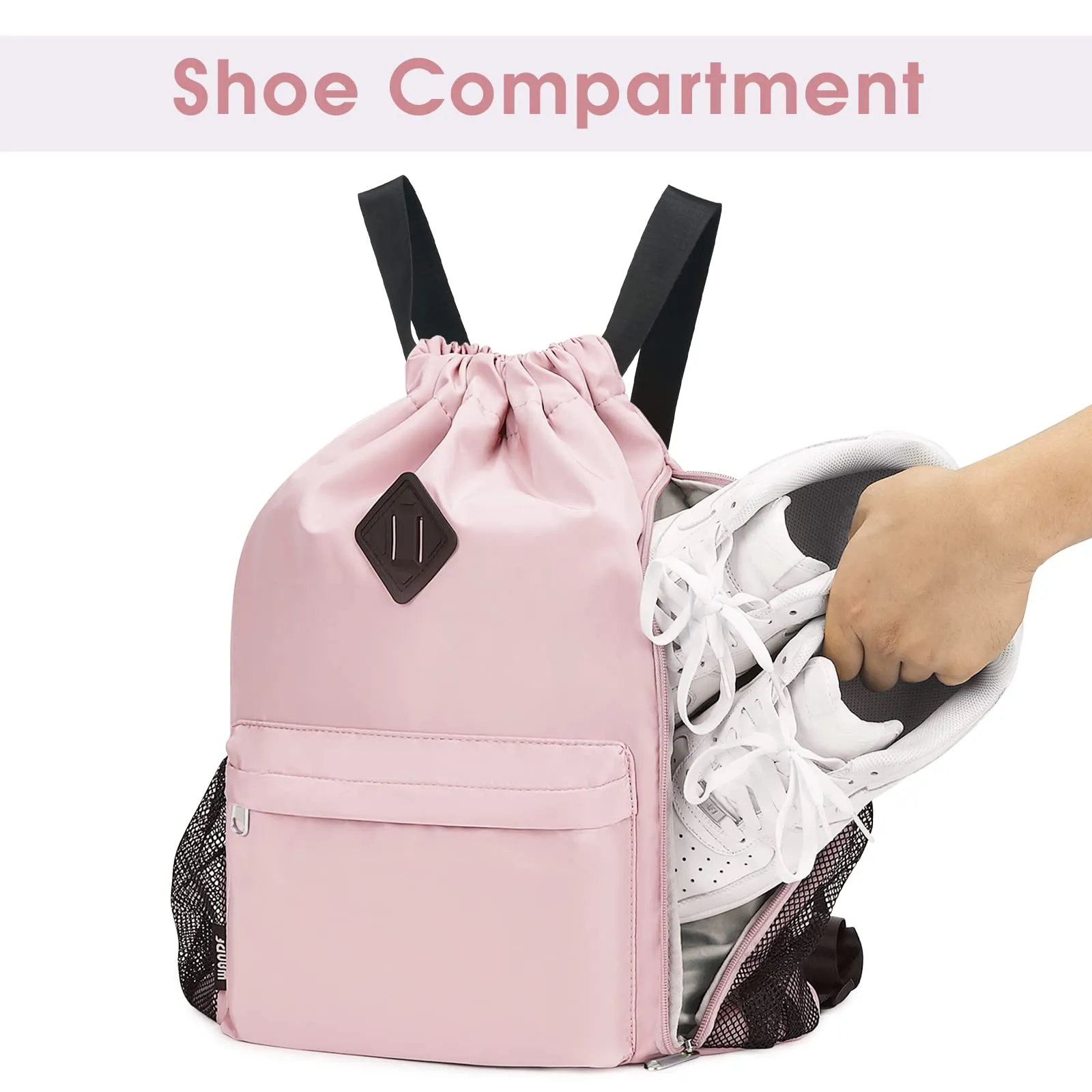 Drawstring Backpack Sports Gym Bag with Shoes Compartment