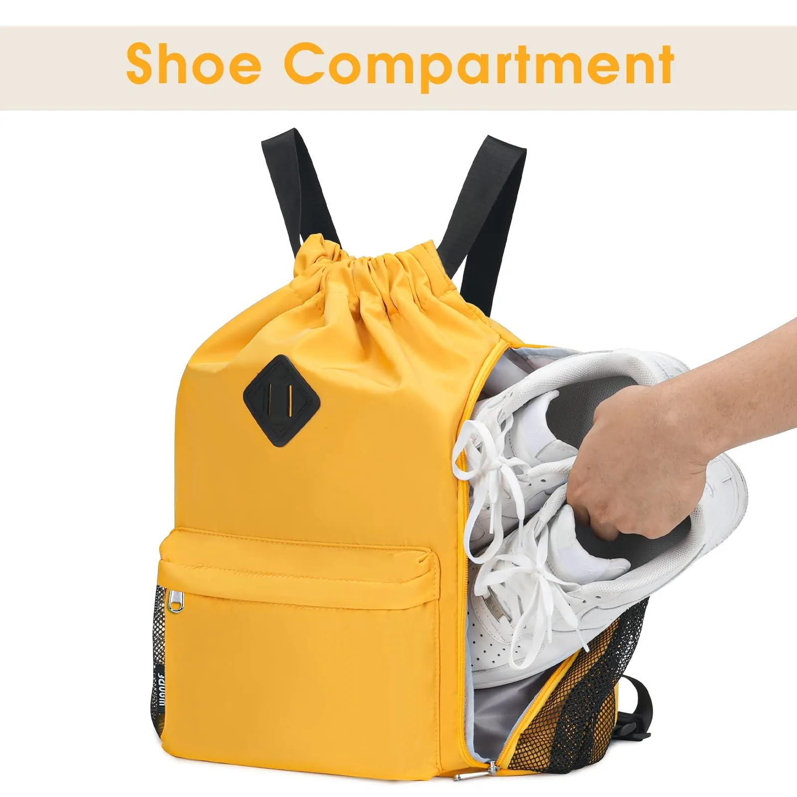 Drawstring Backpack Sports Gym Bag with Shoes Compartment