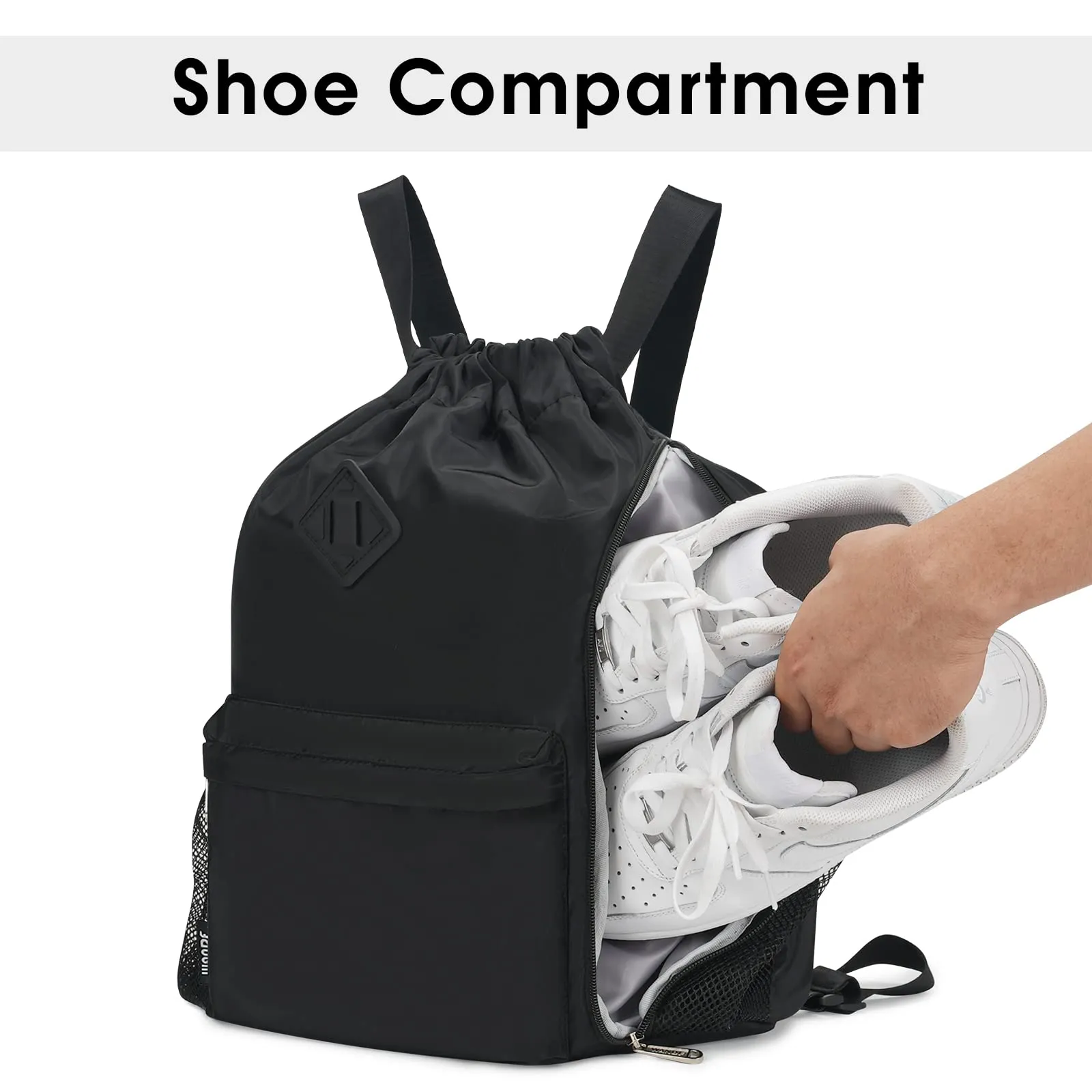 Drawstring Backpack Sports Gym Bag with Shoes Compartment