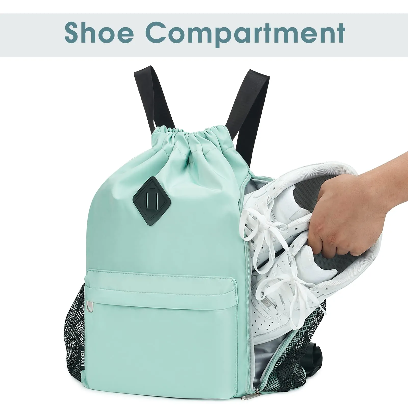 Drawstring Backpack Sports Gym Bag with Shoes Compartment