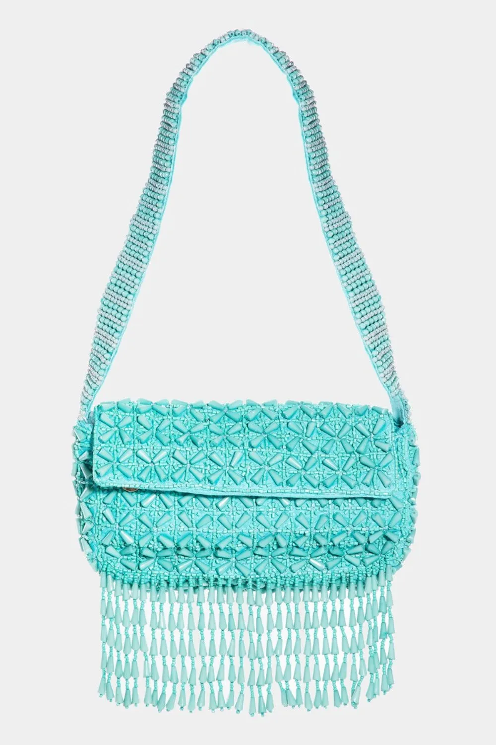 Fame Beaded Fringe Rectangle Shoulder Bag