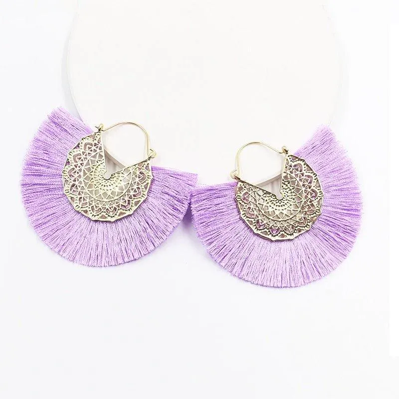 Fancy Fan Bohemian Shaped Tassel Earrings