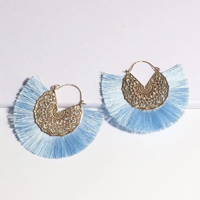 Fancy Fan Bohemian Shaped Tassel Earrings