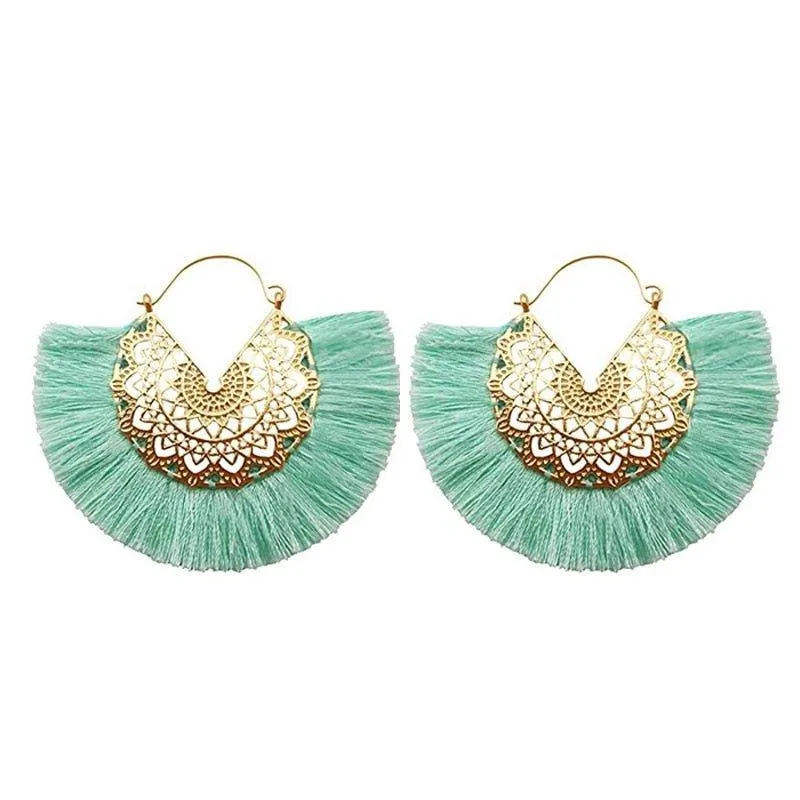 Fancy Fan Bohemian Shaped Tassel Earrings