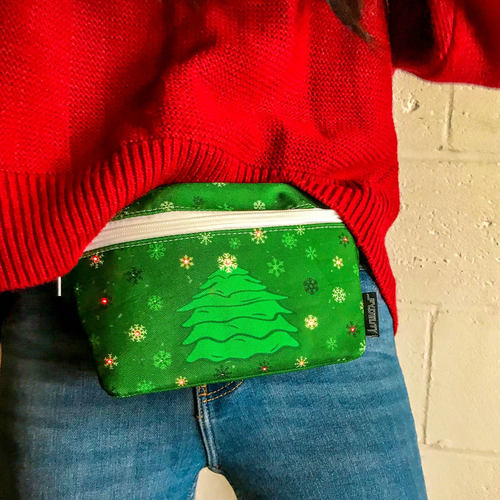 Fanny Pack |Battery Powered LED Light-Up Ultra-Slim Belt Bum Bag |SNOFLAKES TREE