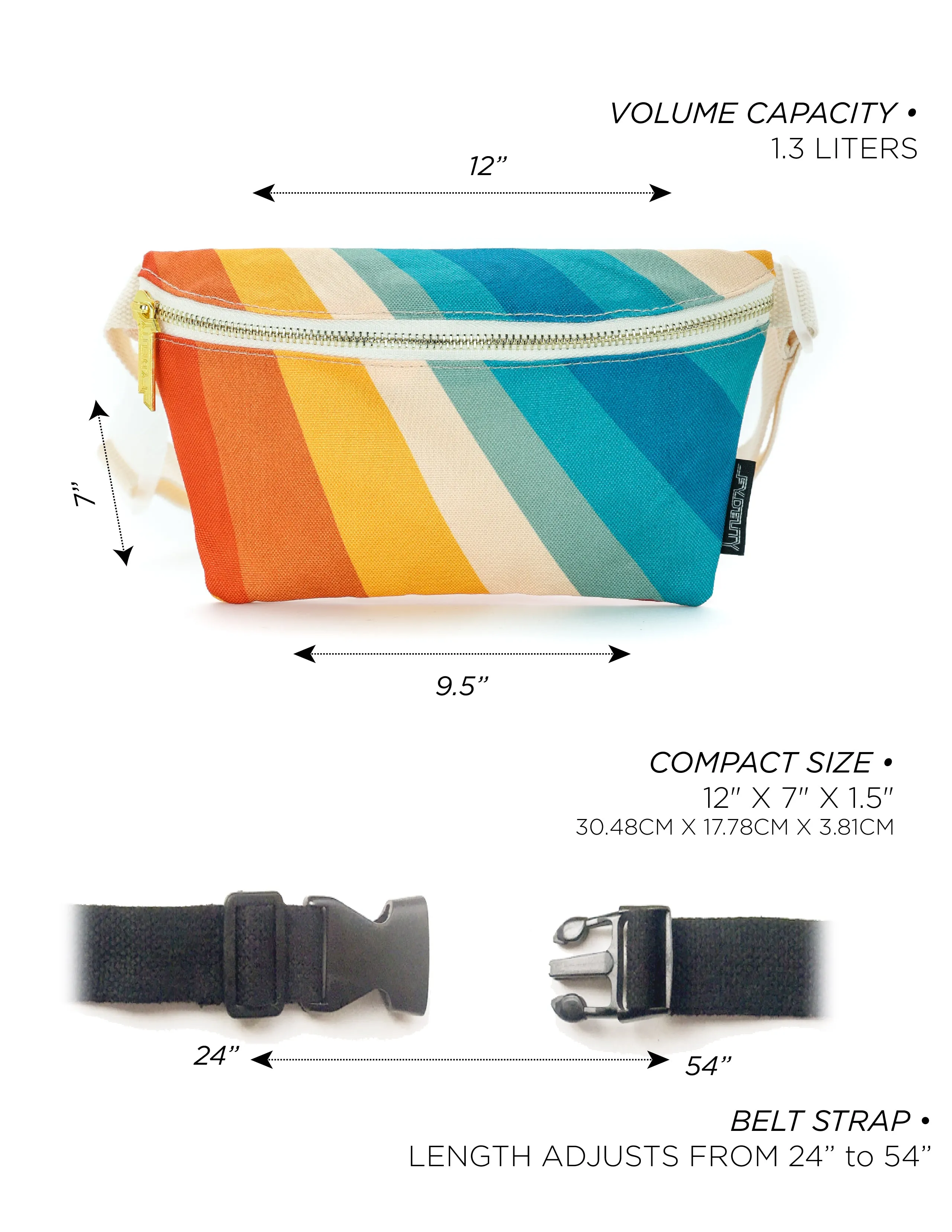 Fanny Pack | Slim | Recycled RPET | Retro Rainbow