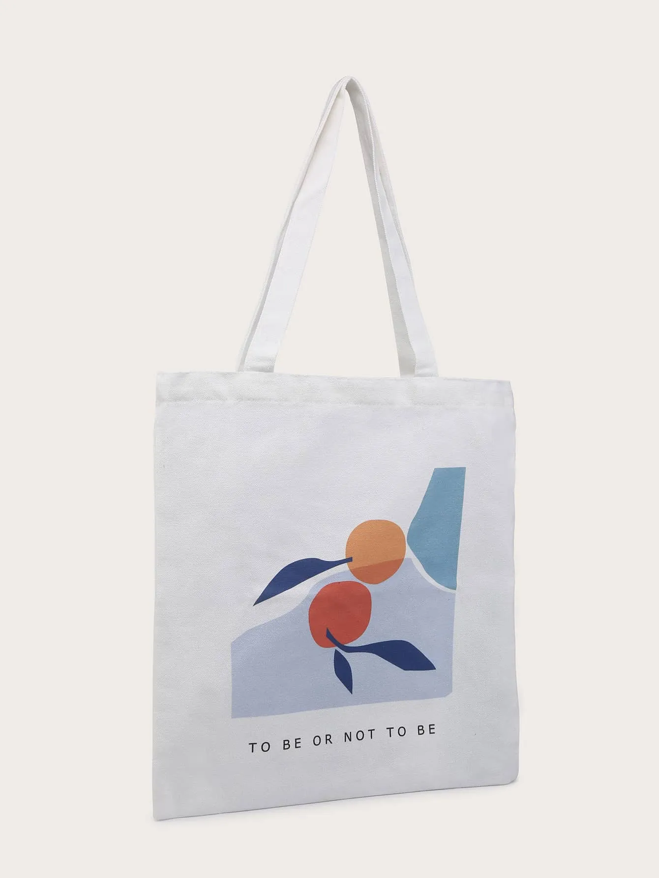 Fruit & Letter Graphic Canvas Shopper Bag