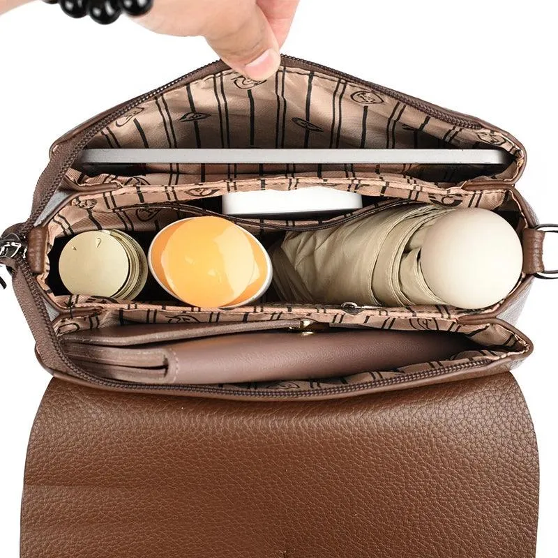 Genuine Leather Messenger Bags Women Small Soft Flap