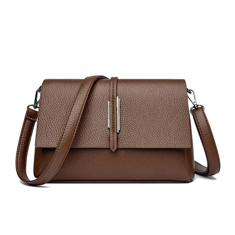 Genuine Leather Messenger Bags Women Small Soft Flap