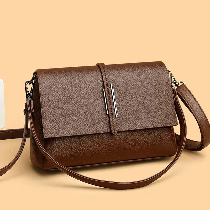 Genuine Leather Messenger Bags Women Small Soft Flap