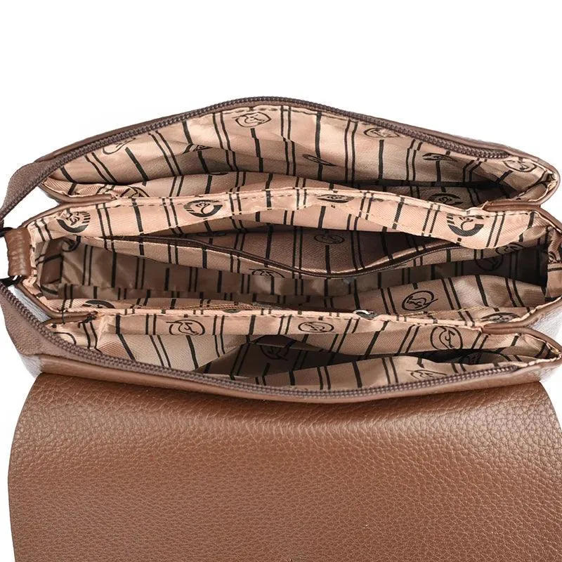 Genuine Leather Messenger Bags Women Small Soft Flap