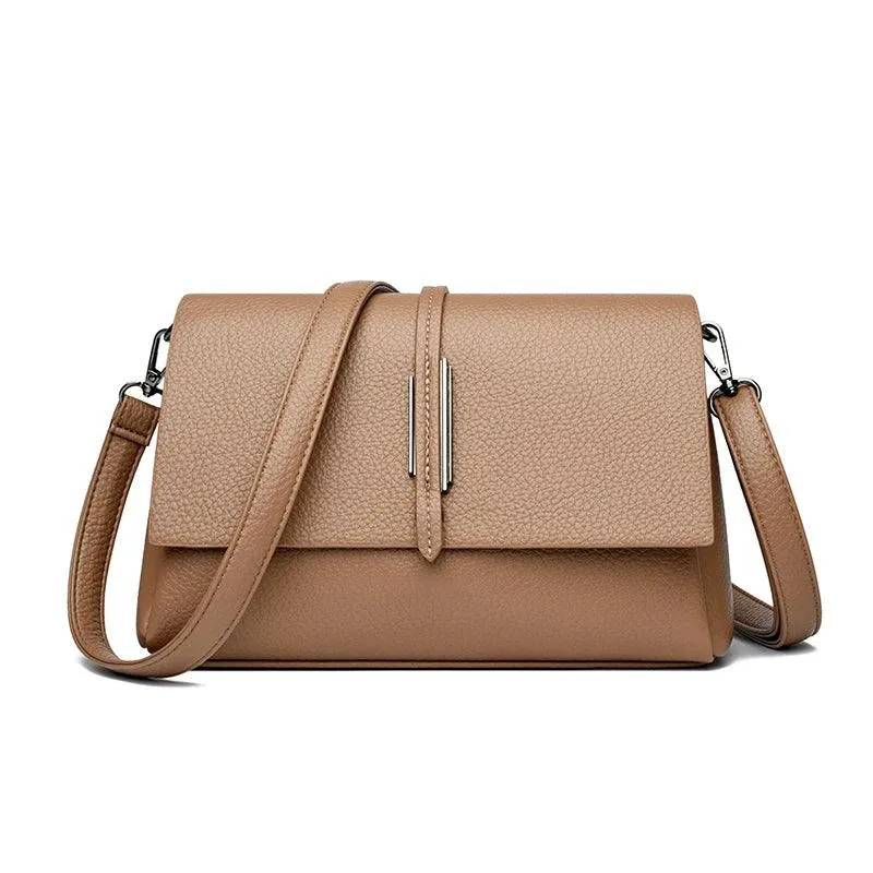 Genuine Leather Messenger Bags Women Small Soft Flap