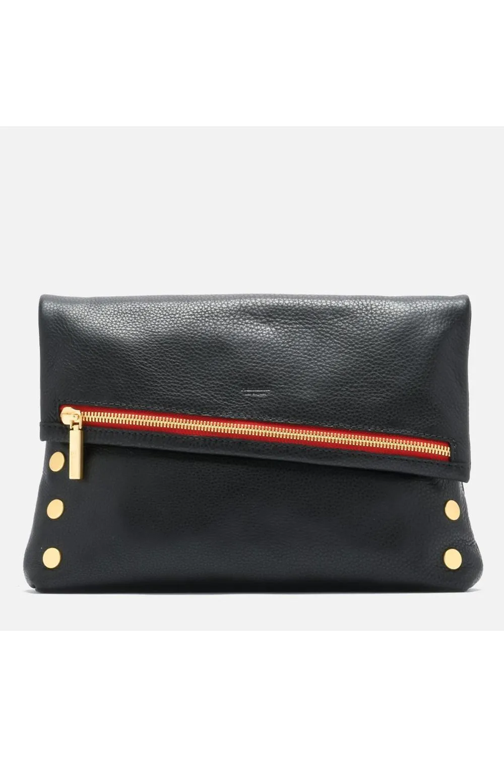 Hammitt VIP Large Clutch Crossbody Bag | Black/Brushed Gold/Red Zip