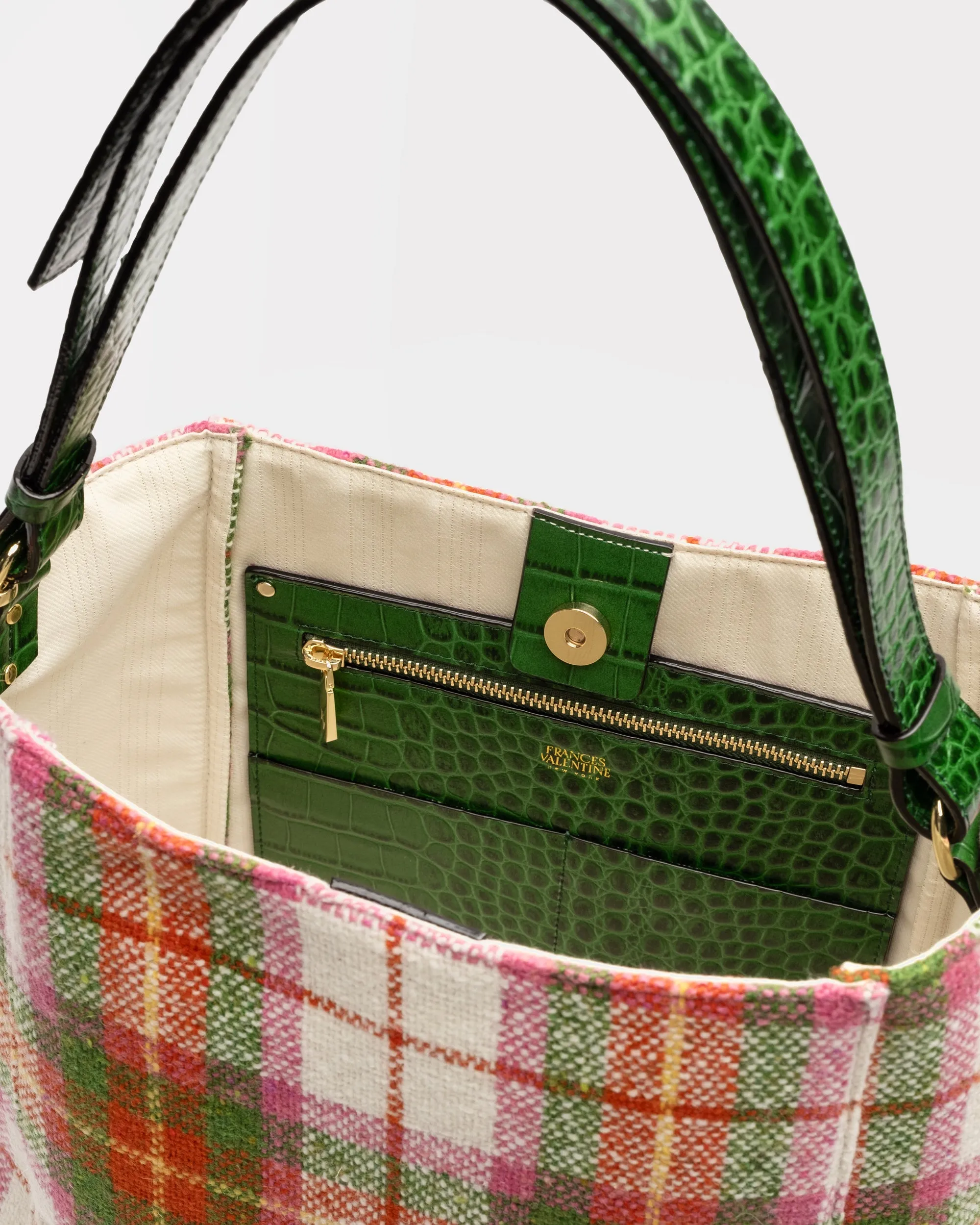 June Wool Plaid Hobo Handbag