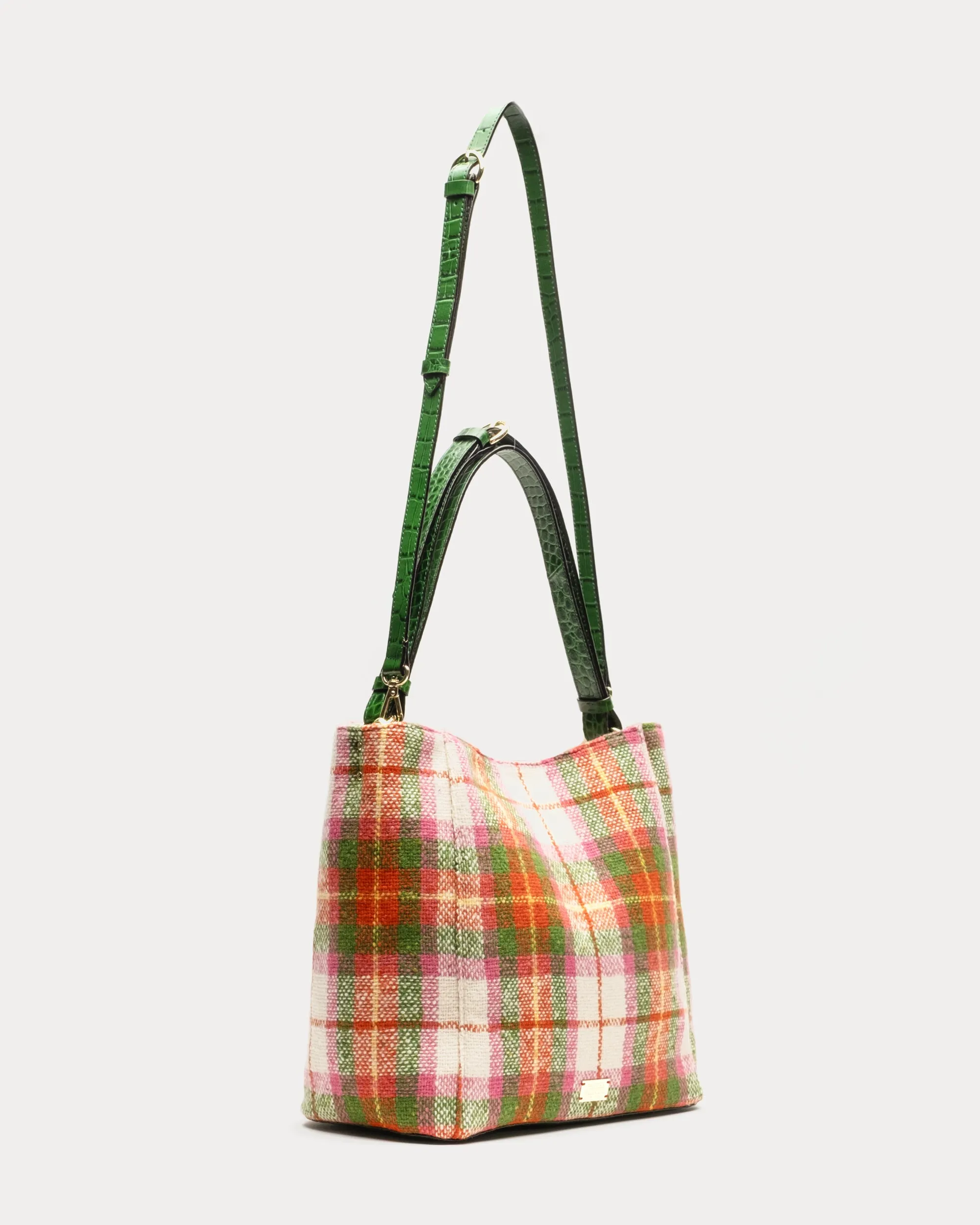 June Wool Plaid Hobo Handbag