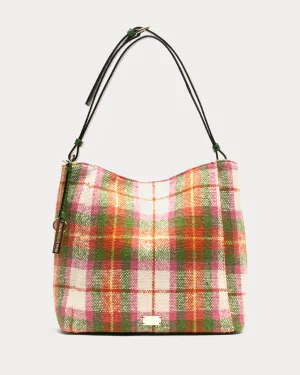 June Wool Plaid Hobo Handbag