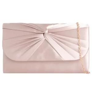 Koko Nude Knot satin clutch bag