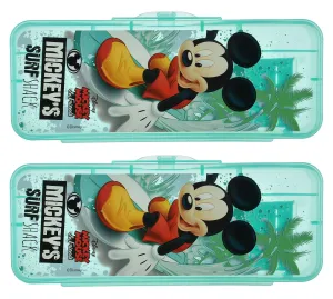 Kuber Industries Micky Mouse Printed Tranasparent Plastic Pencil Box Mini Organizer Storage Box for Kids, Pack of 2 (Green) (HS39KUBMART022664)