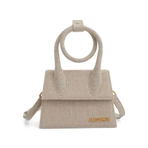 Le Chiquito Noeud Leather Bag in Light Grey