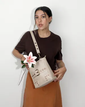 Light Beige Faux Bucket Bag - Shop Naz