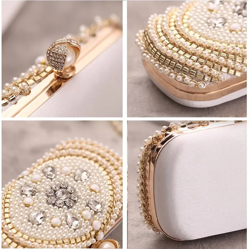 Luxy Moon Beaded Clutch Bag with Diamonds