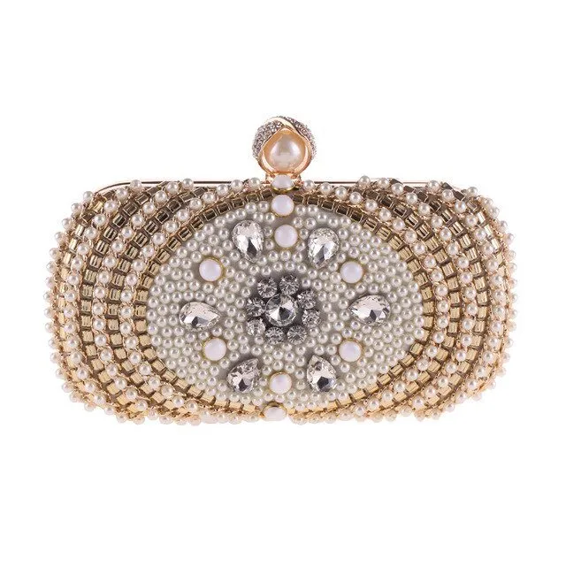 Luxy Moon Beaded Clutch Bag with Diamonds